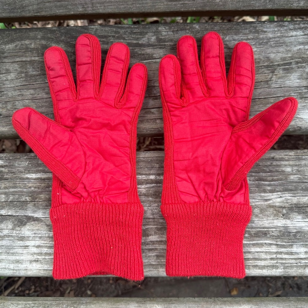 Vintage 90s Thinsulate Red Thermal Winter Gloves Quilted Ribbed Sz Medium Ski